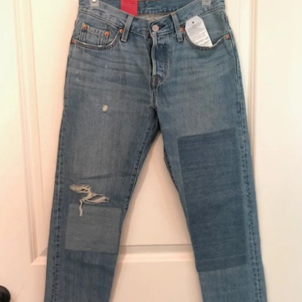 NWT Levi's 501 CT Denim Jeans Waist 24" Inseam 32" Cropped - Picture 3 of 15